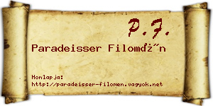 Paradeisser Filomén névjegykártya